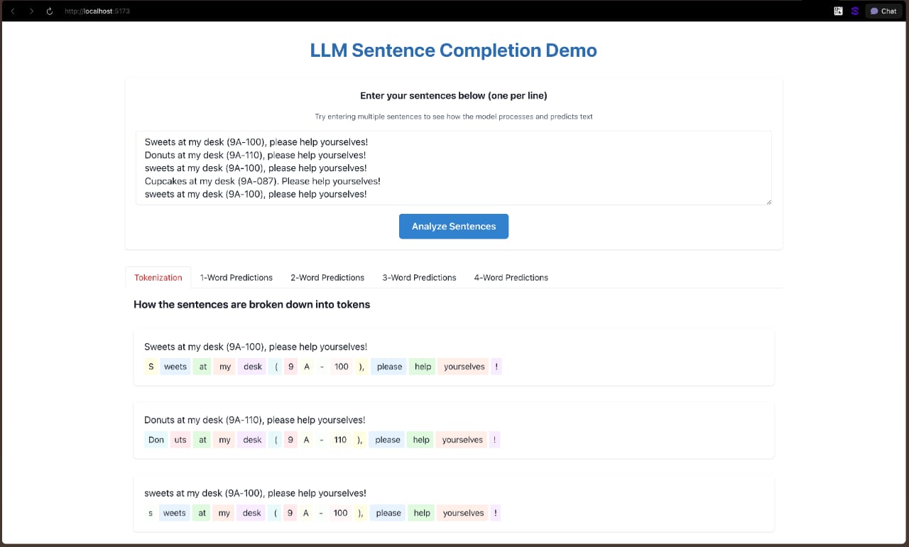 LLM tokenization demo screenshot